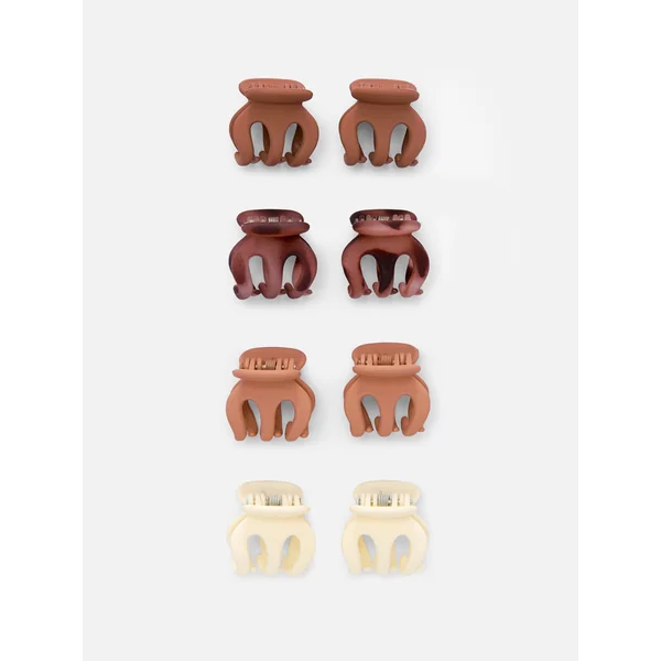 8-Pack Mini Hair Clips - Brown