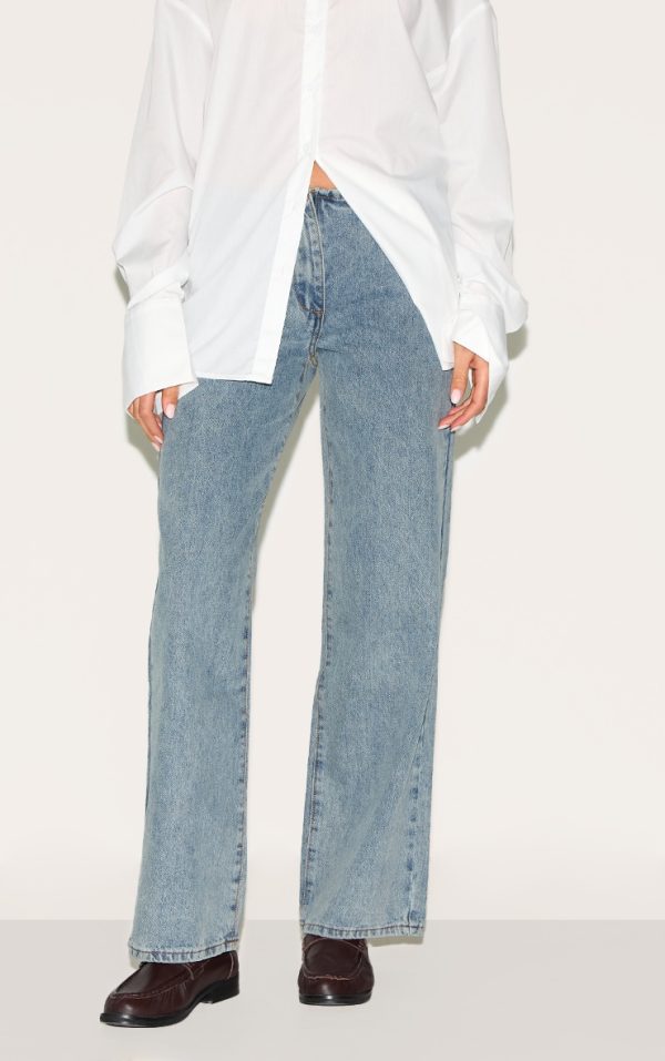 Vintage Wash Low Rise No Waistband Straight Leg