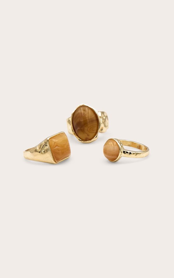 Gold Texture Resin Multi-Pack Rings