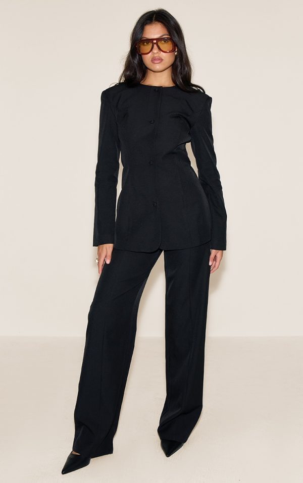 Black Tailored Wide Leg Pants