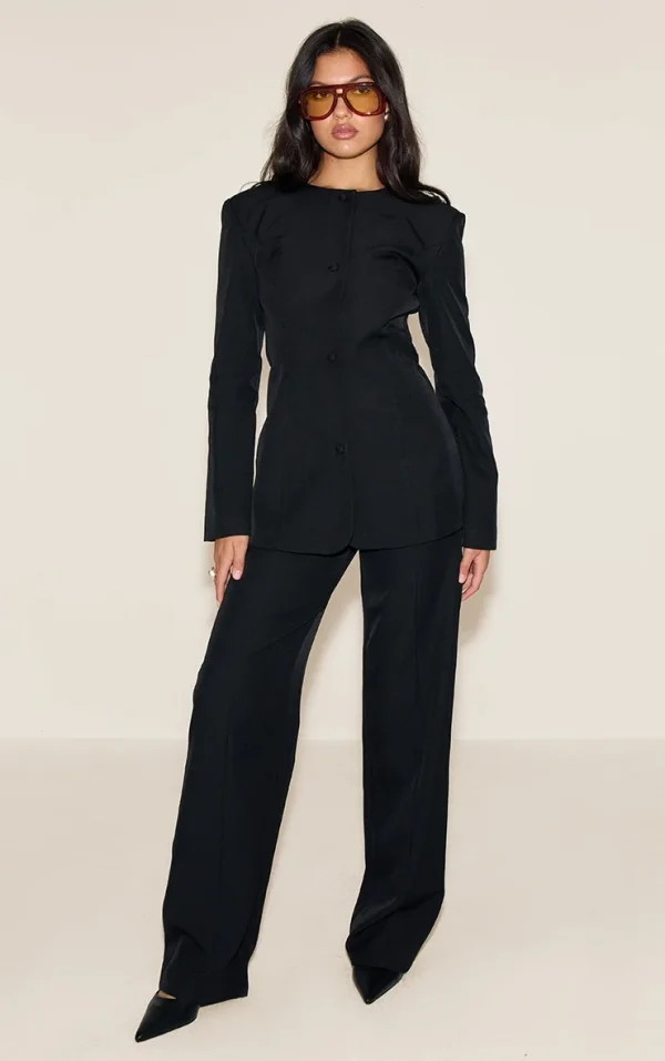 Black Tailored Wide Leg Pants