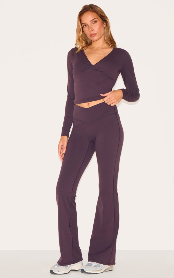 Dark Plum Sculpt Wrap Waist Yoga Pants
