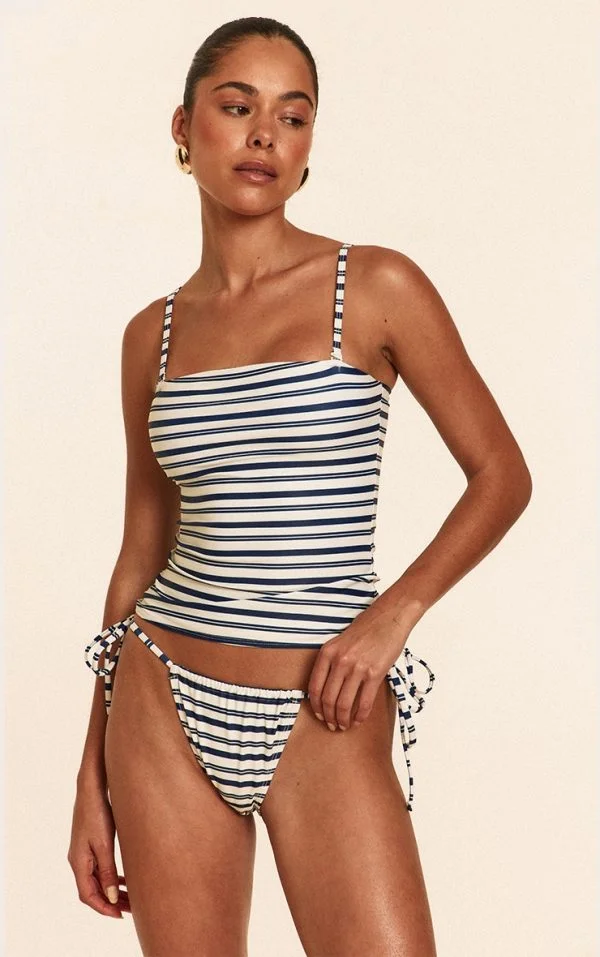 Navy Striped Tankini Top