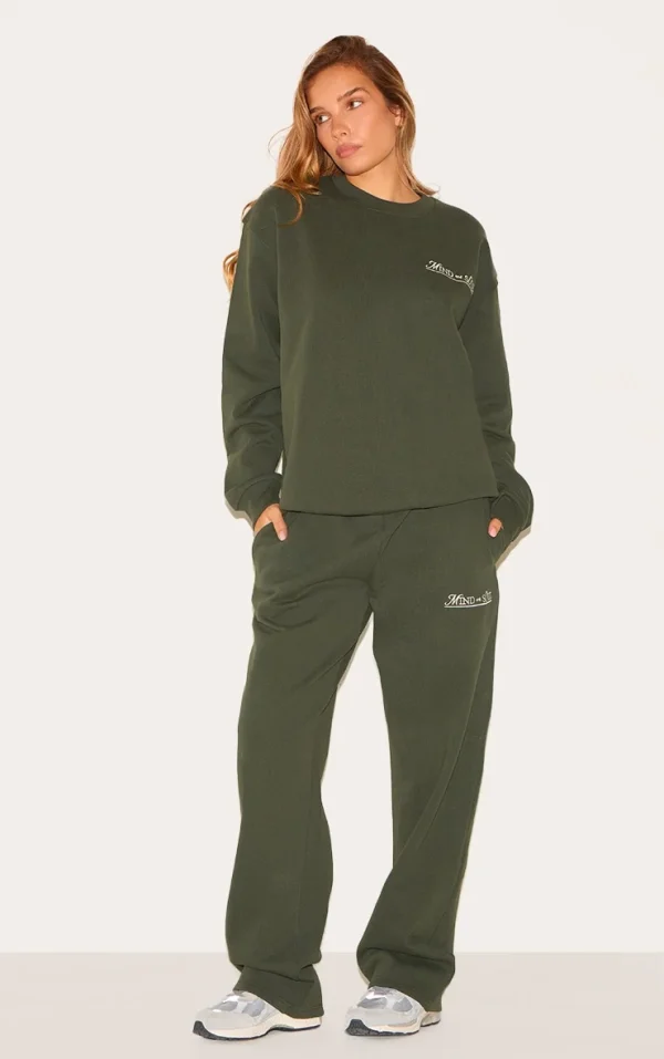 Khaki Mind & Soul Premium Print Straight Leg Sweatpants