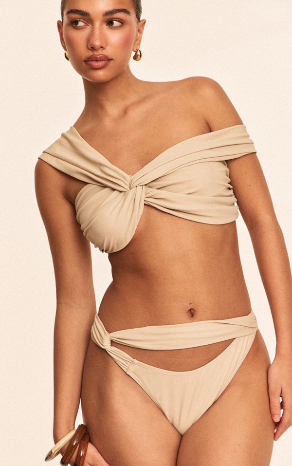 Stone Ruched Bust Bikini Top