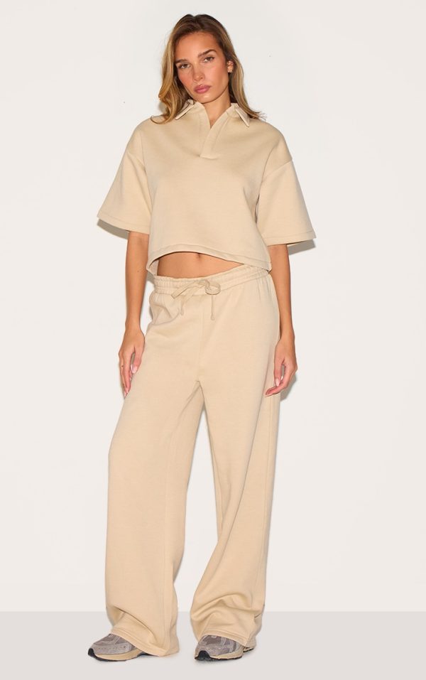 Stone Thick Waistband Wide Leg Sweatpants