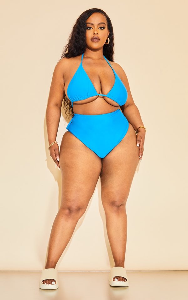Plus Bright Blue Mix & Match Triangle Bikini Top