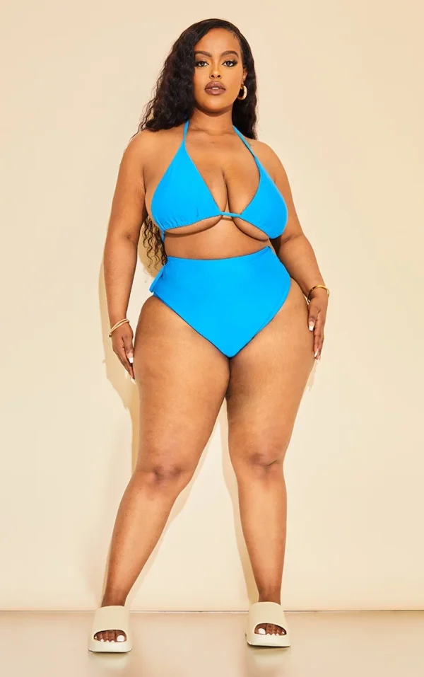 Plus Bright Blue Mix & Match Triangle Bikini Top
