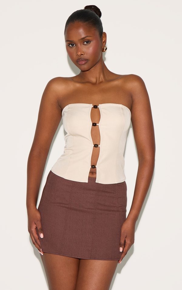 Beige Beaded Bandeau