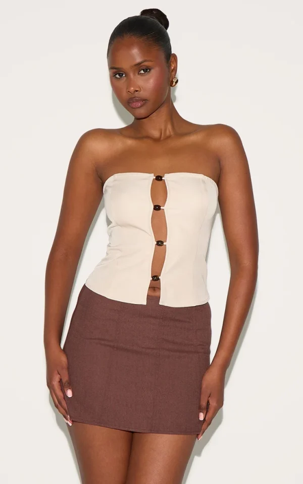 Beige Beaded Bandeau