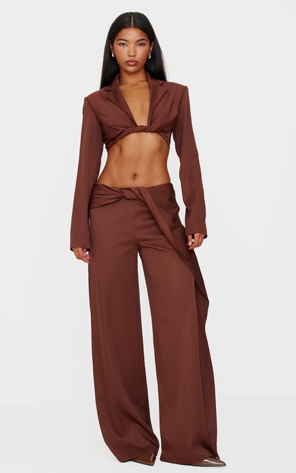 Chocolate Brown Twist Detail Pants