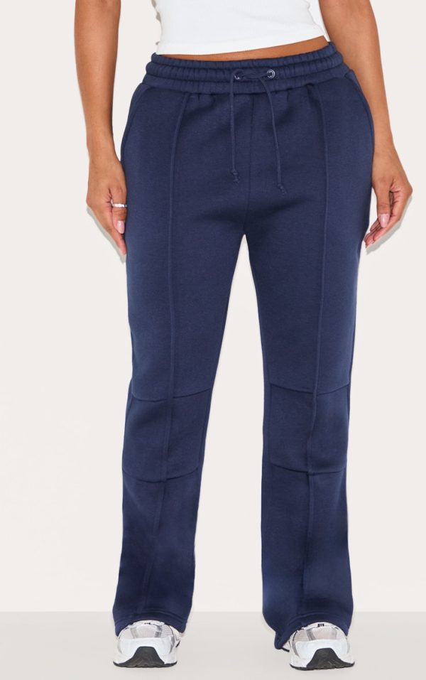 Shape Navy High Waisted Pintuck Flared Sweatpants