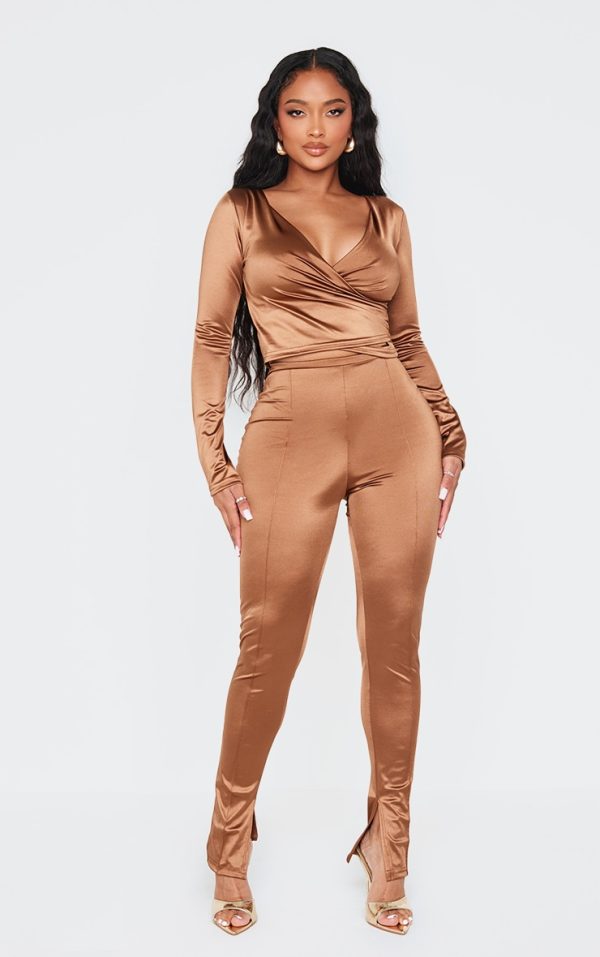 Shape Brown Disco Sculpt Pintuck Leggings
