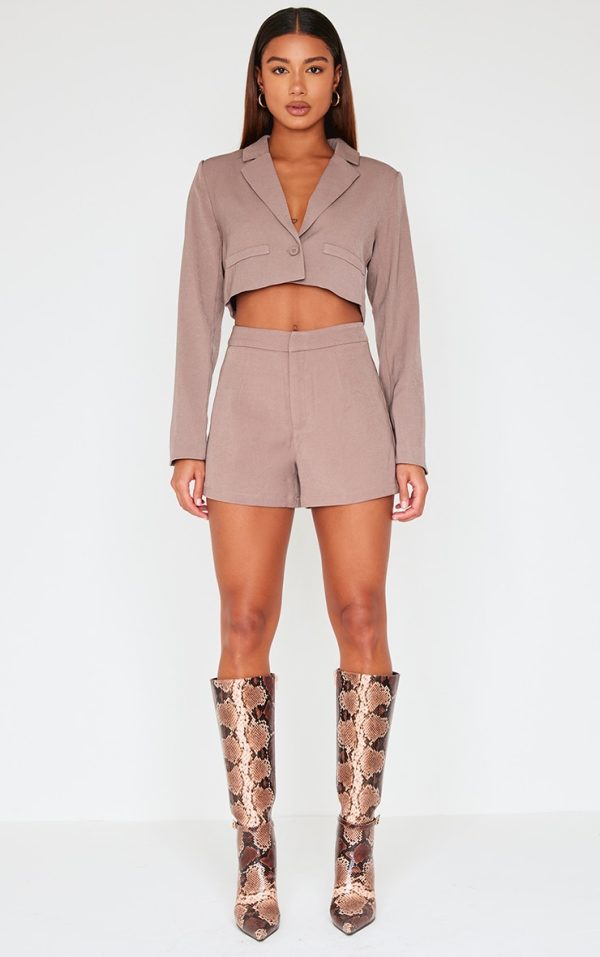Mocha Tailored High Waist Shorts