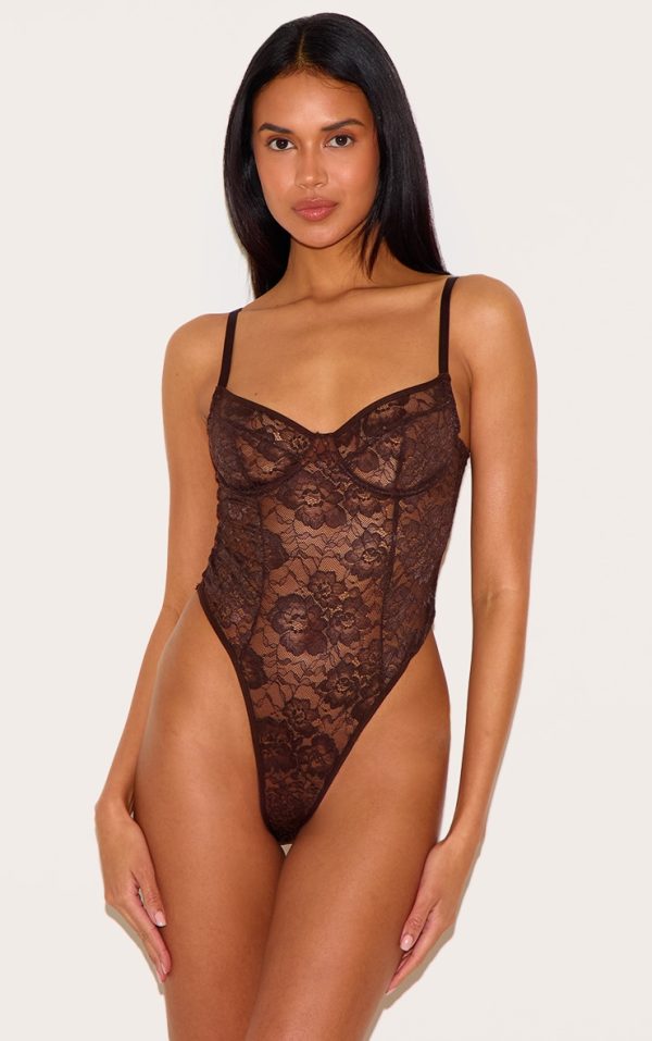 Chocolate Lace Underwired Lingerie Bodysuit