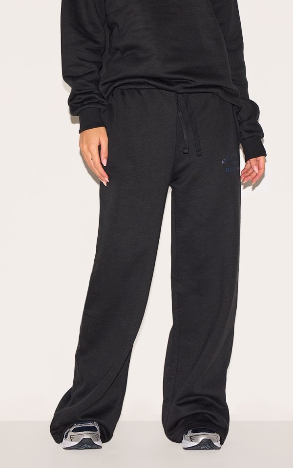 Black Wide Leg New York Printed Sweatpants