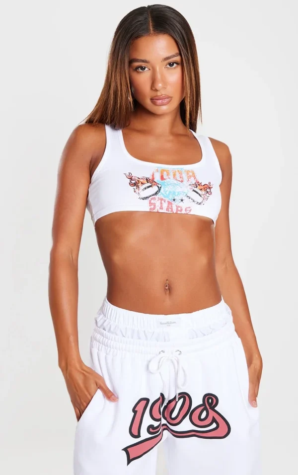 White Scoop Neck Sleeveless Crop