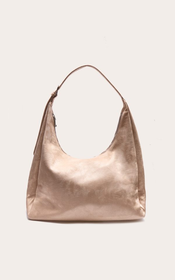 Cream Faux Suede Tote