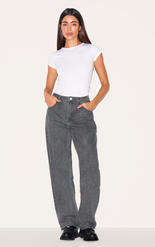 Grey High Waist Boyfriend Jeans
