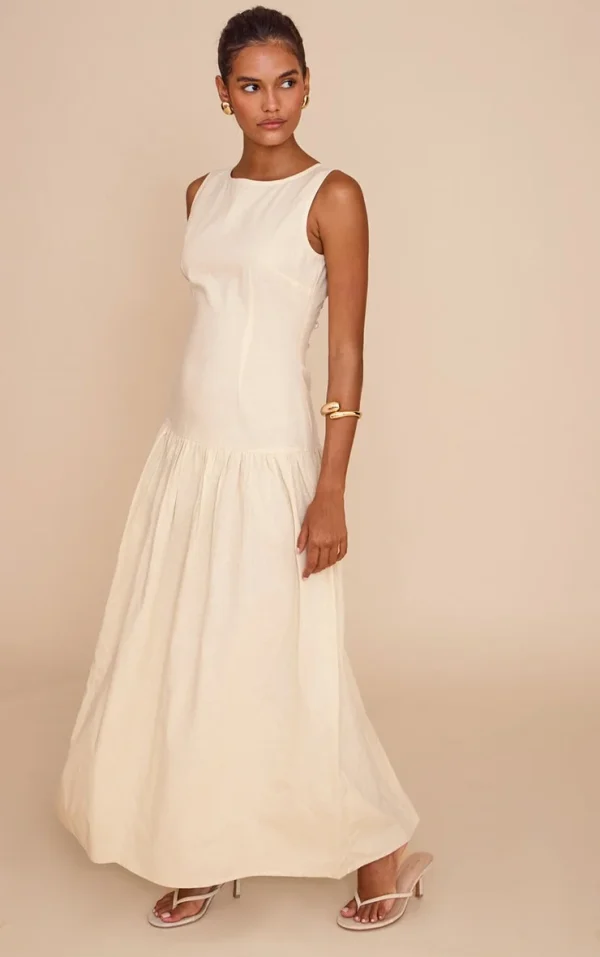 Butter Yellow Drop Waist Maxi Dress