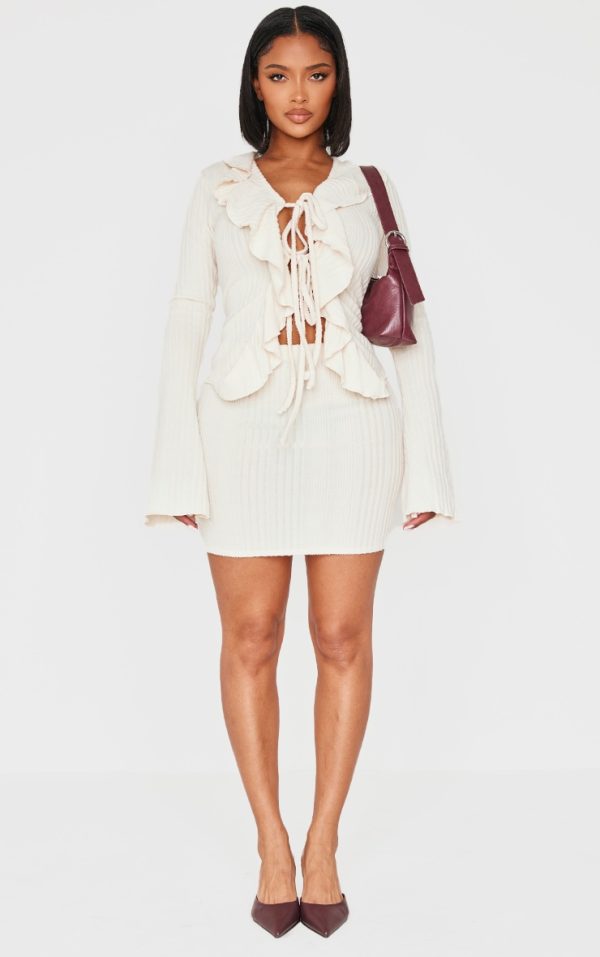 Shape Cream Brushed Rib Mini Skirt