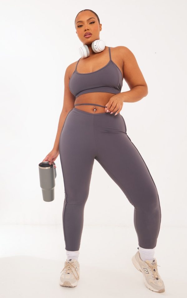 Plus Charcoal Sculpt Strappy Gym Leggings
