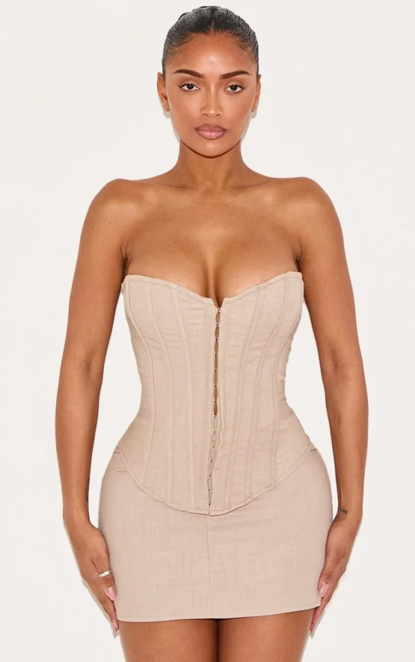 Shape Stone Lace Up Back Woven Corset