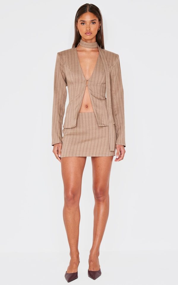 Mocha Pinstripe Mini Skirt