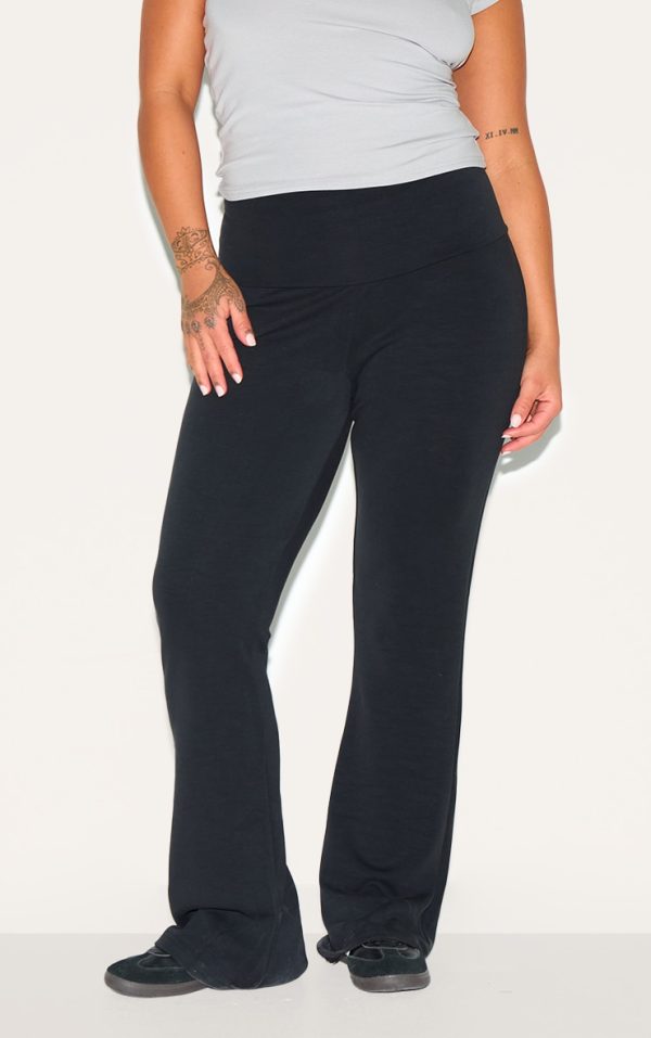 Plus Black Premium Foldover Soft Touch Yoga Flares