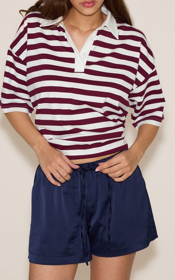 Navy Satin Drawstring Shorts