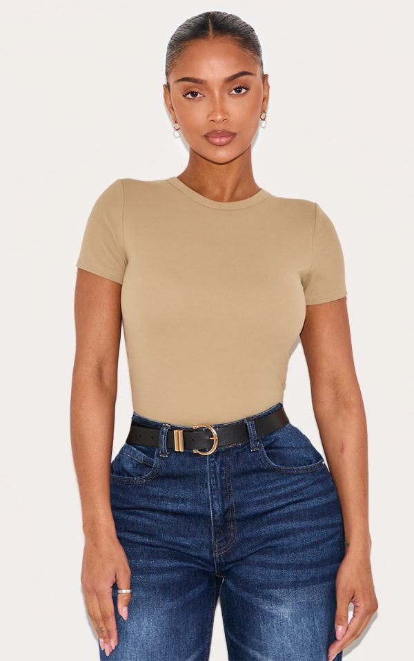 Shape Khaki Built In Bra Sculpt T-shirt