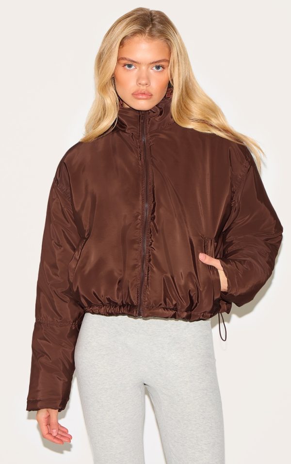 Mocha Cropped Puffer Jacket