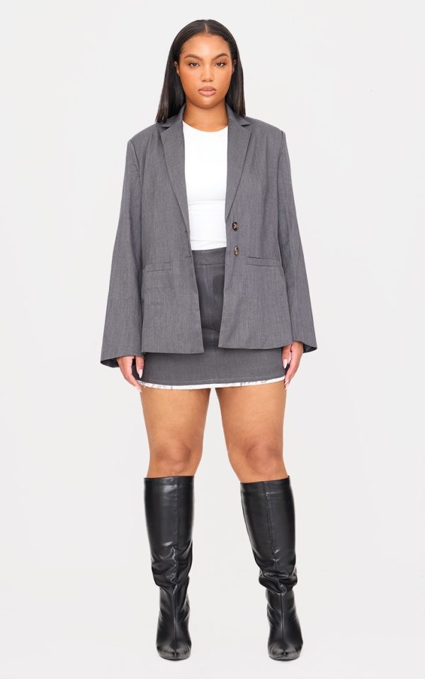 Plus Grey Oversized Structured Blazer