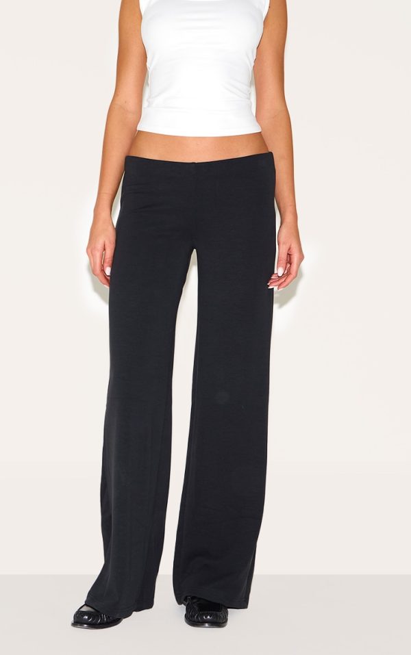 Black Soft Touch Low Rise Wide Leg Pants
