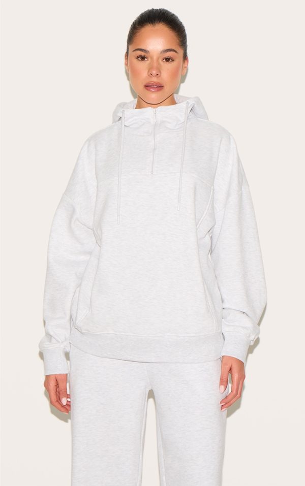 Ice Grey Oversized Funnel Neck Hoodie