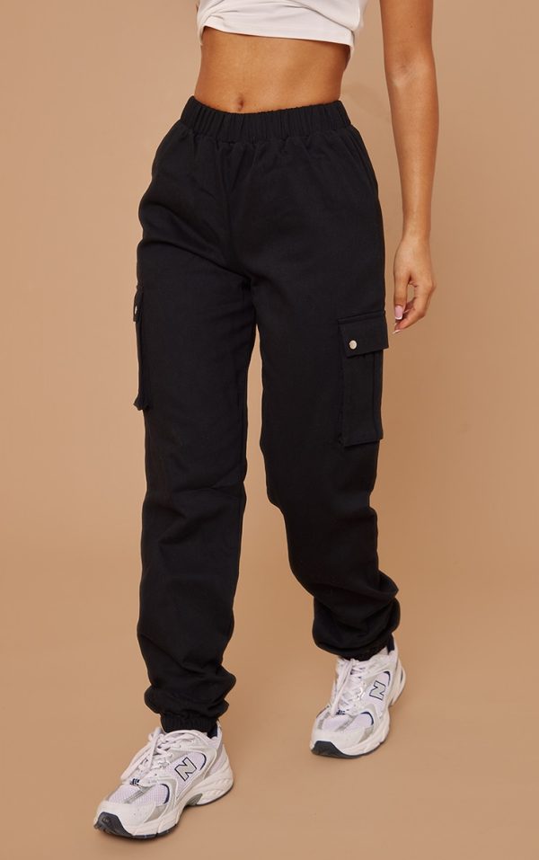 Petite Black Pocket Detail Cargo Pant
