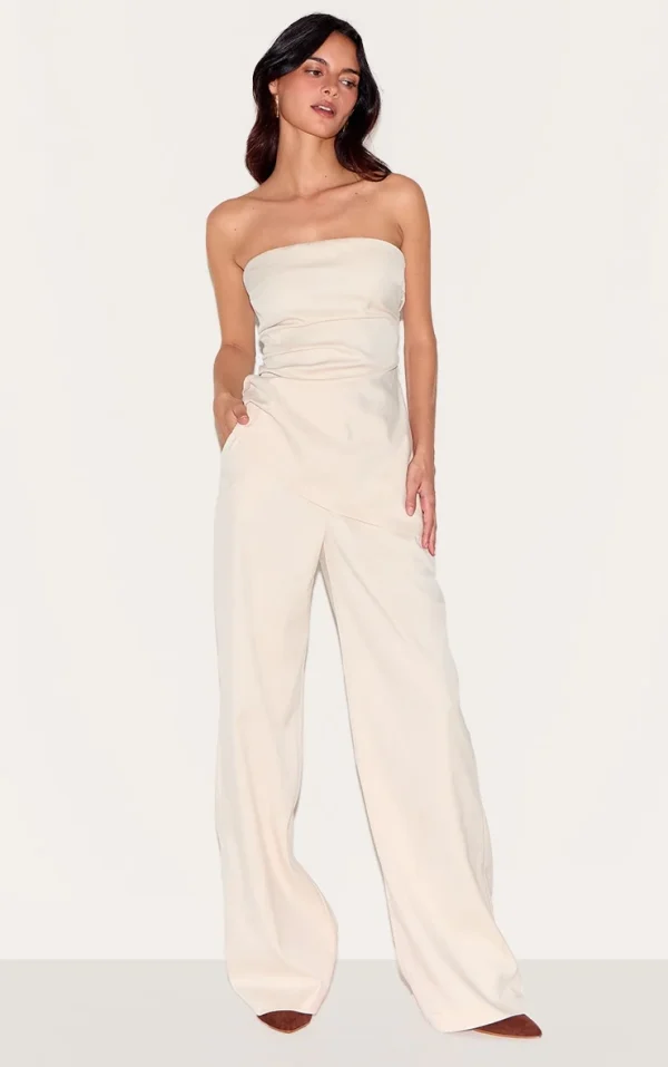 Almond Tailored Woven Wide Leg Pants