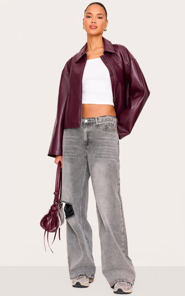 Grey Ripped Knee Frayed Hem Boyfriend Jeans
