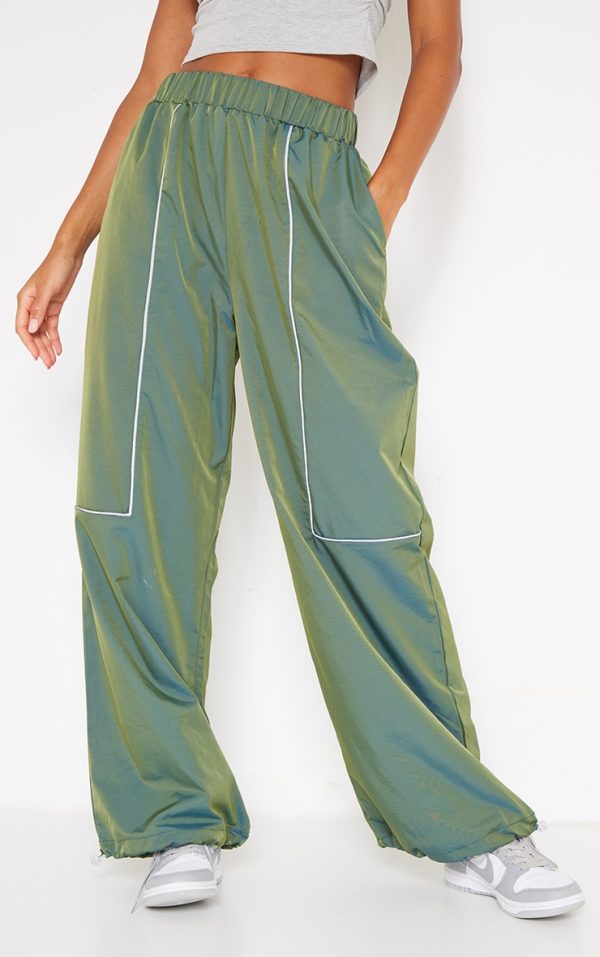 Sea Green Reflective Piping Detail Track Pants