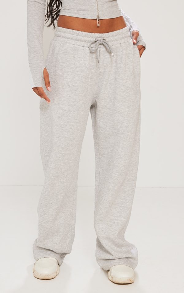 Ash Grey Oversized Graphic Printed Wide Leg Sweatpants