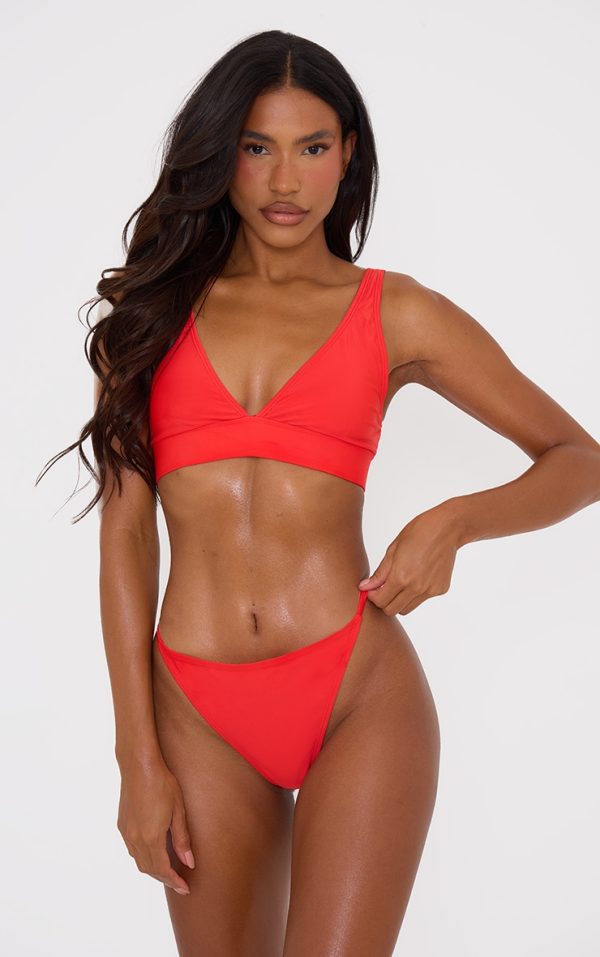 Red Plunge Mix & Match Bikini Top