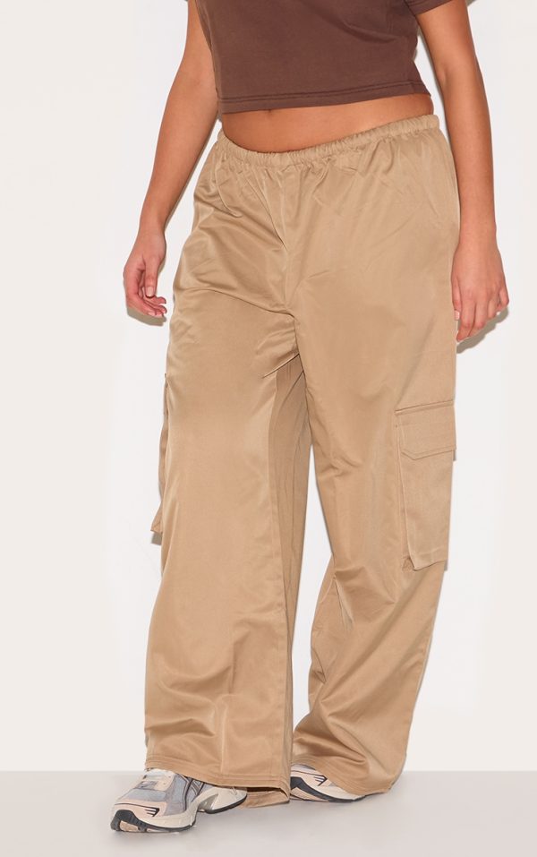 Plus Stone Drawstring Cargo Pocket Detail Straight Leg Pants