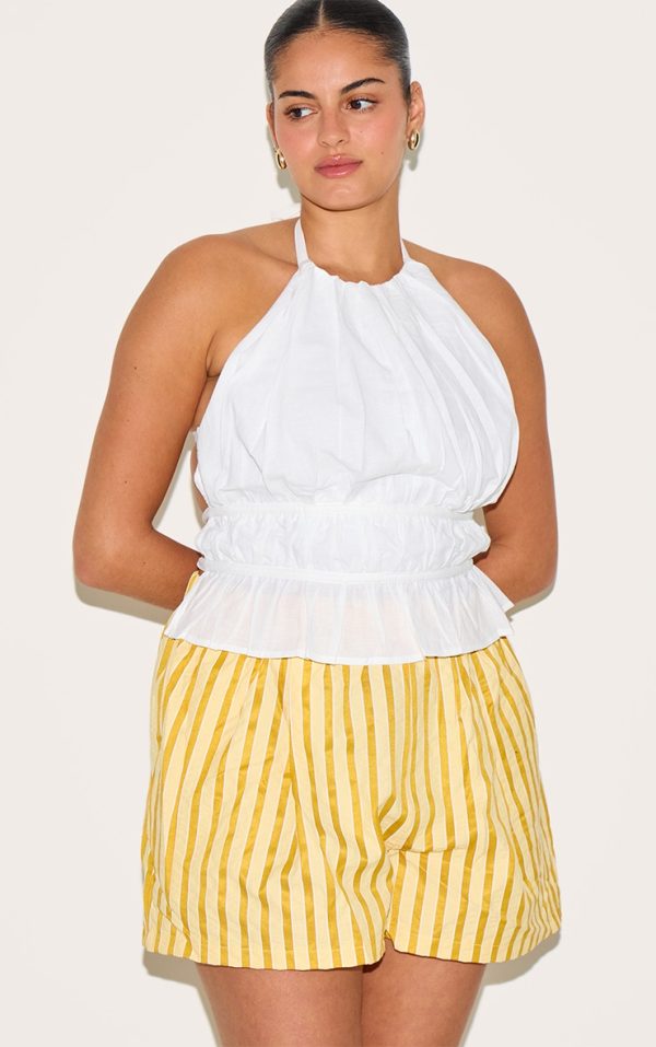 Plus Lemon Stripe Floaty Boxer Style Shorts