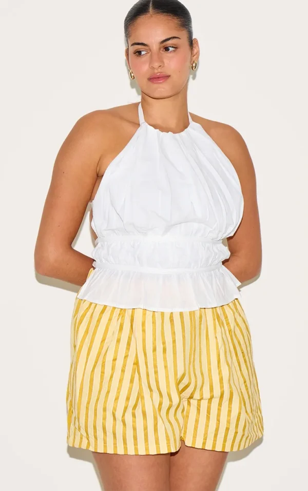 Plus Lemon Stripe Floaty Boxer Style Shorts