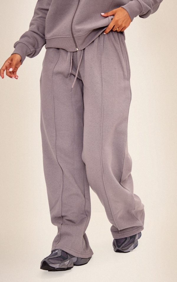 Petite Charcoal Seam Detail Straight Leg Sweatpants
