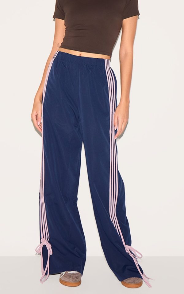 Navy Shell Bow Detail Track Pants
