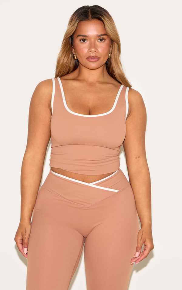 Shape Mocha Active Contrast Binding Longline Top
