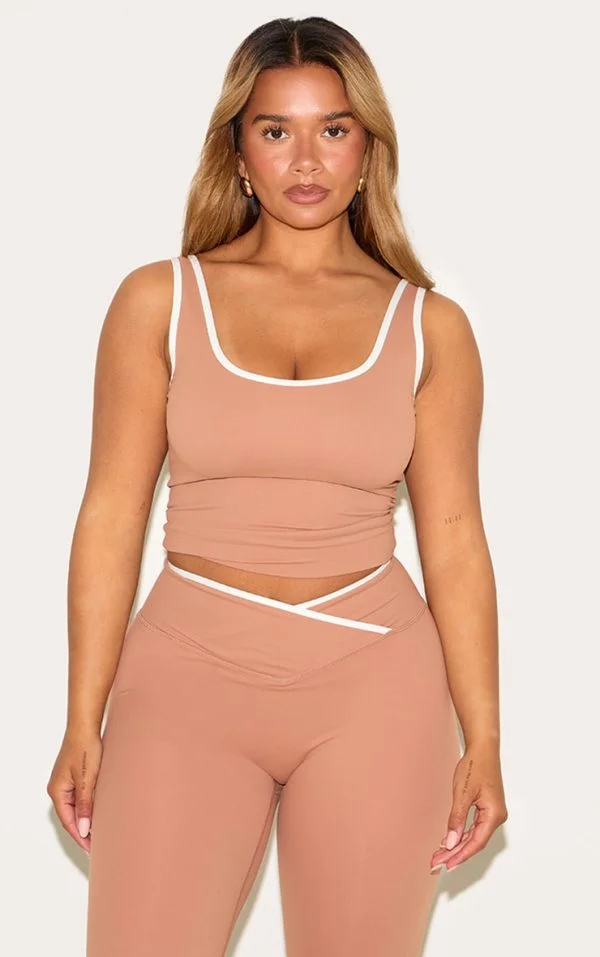 Shape Mocha Active Contrast Binding Longline Top