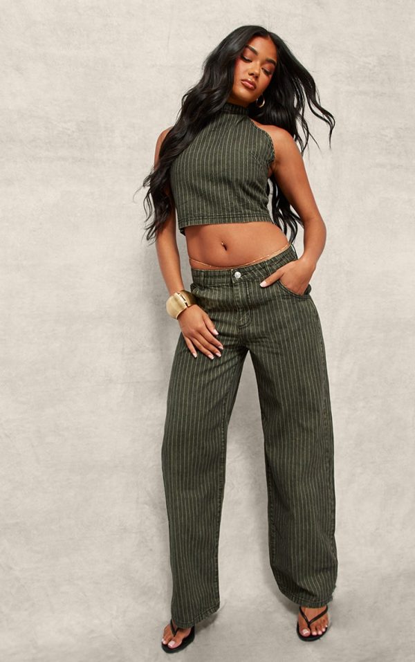 Grey Vintage Tint Pinstripe Baggy Jeans