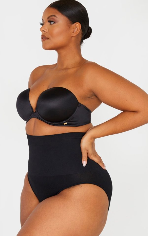 Plus Black Seamless High Waist Control Shapewear Brief